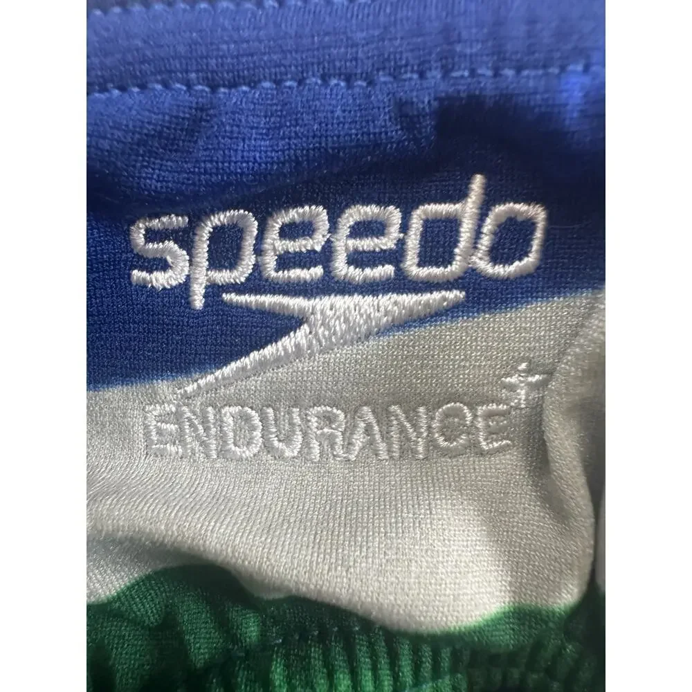 Speedo Endurance+ Swim Brief Men’s Size 28 Blue Clear Green NWT